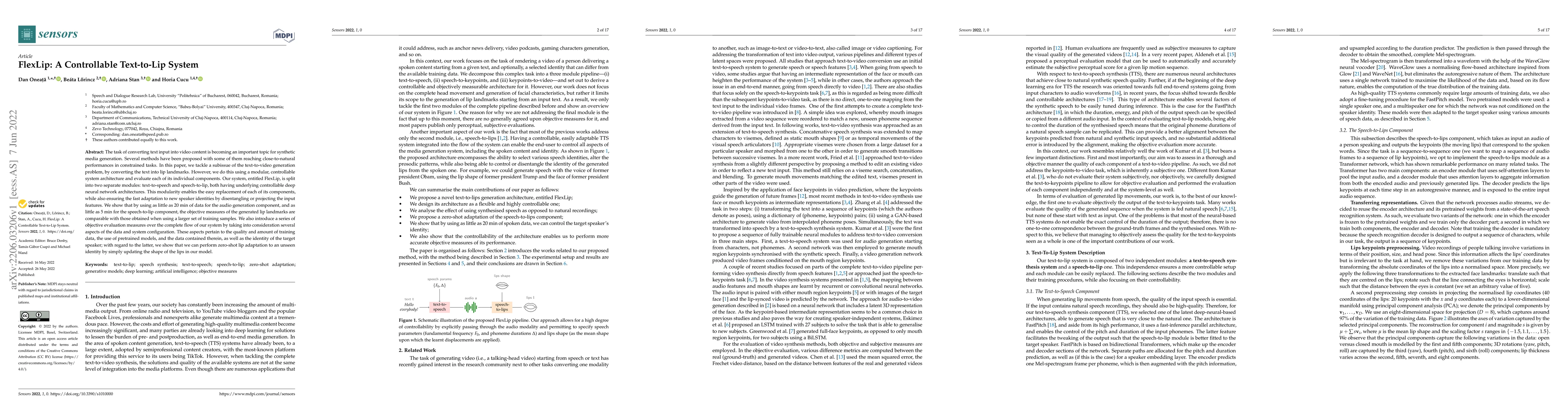 Thumbnail for FlexLip: A Controllable Text-to-Lip System