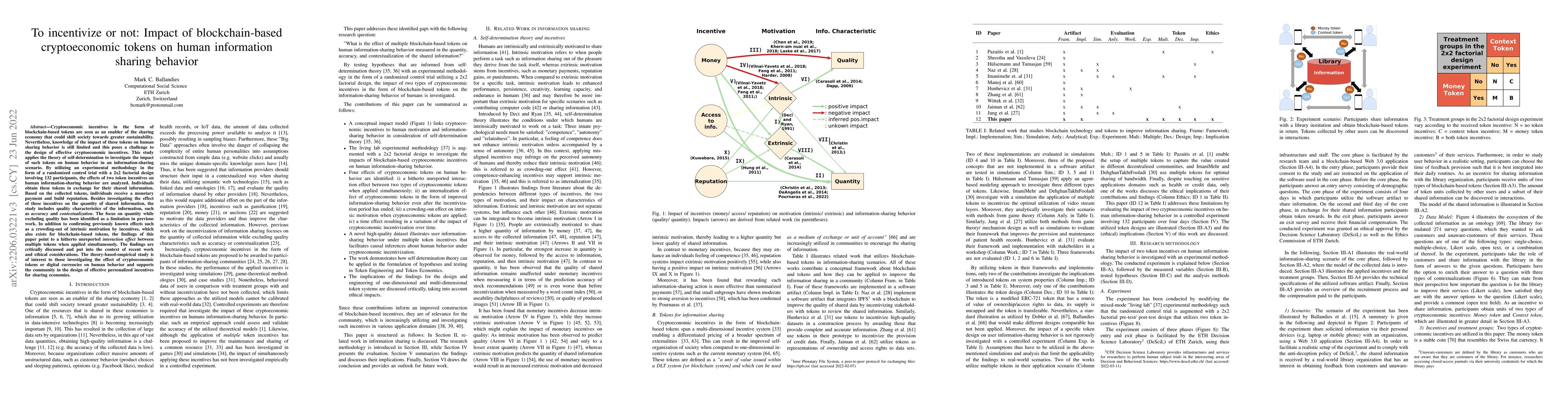 Thumbnail for To incentivize or not: Impact of blockchain-based cryptoeconomic tokens
  on human information sharing behavior