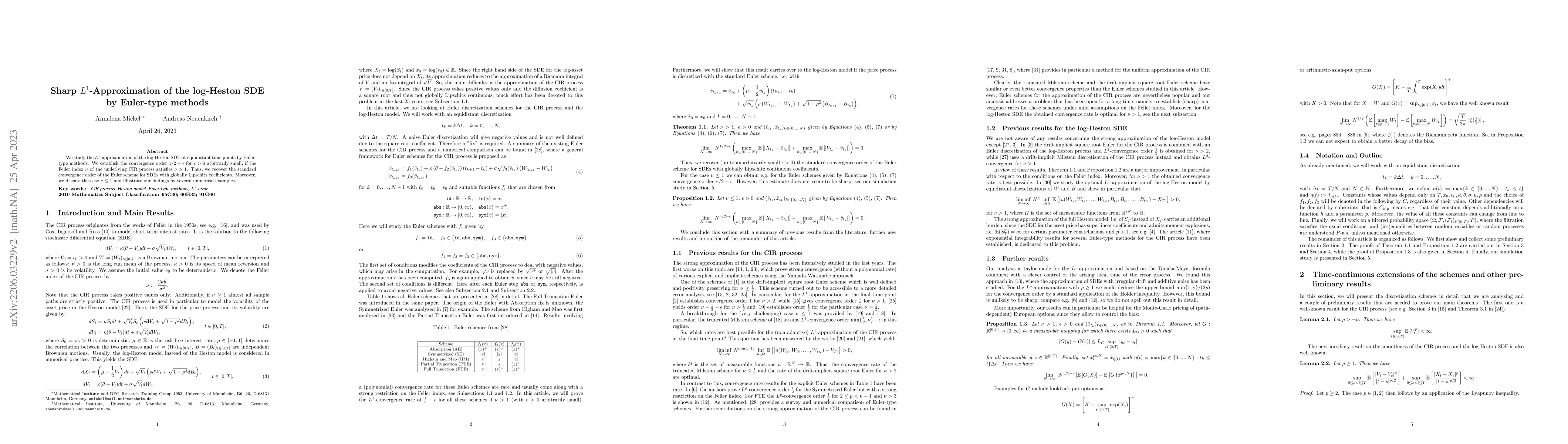 Thumbnail for Sharp $L^1$-Approximation of the log-Heston SDE by Euler-type methods