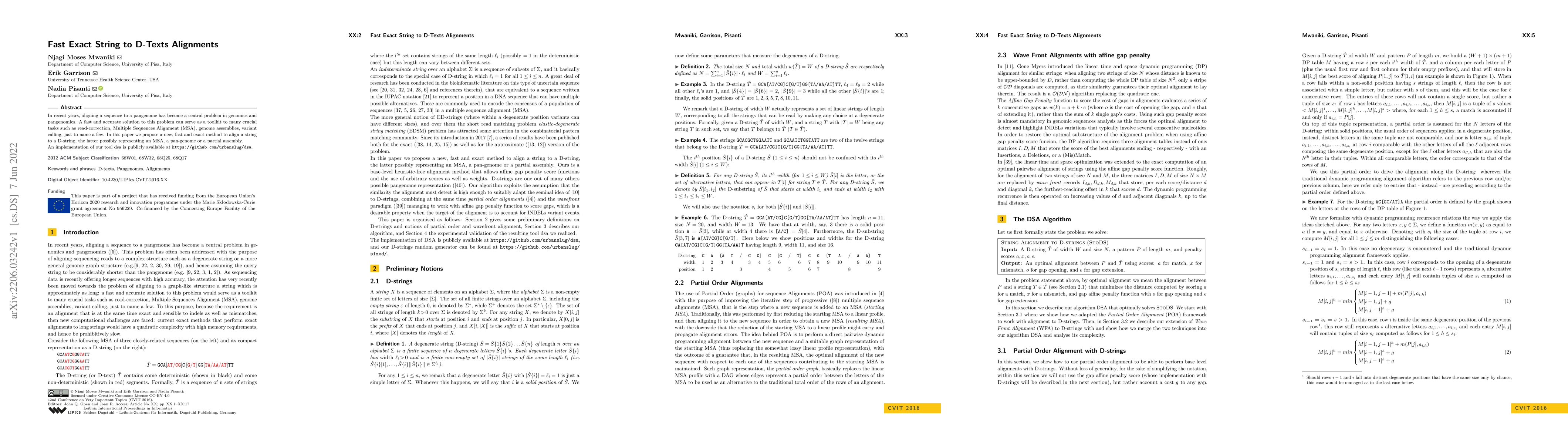 Thumbnail for Fast Exact String to D-Texts Alignments