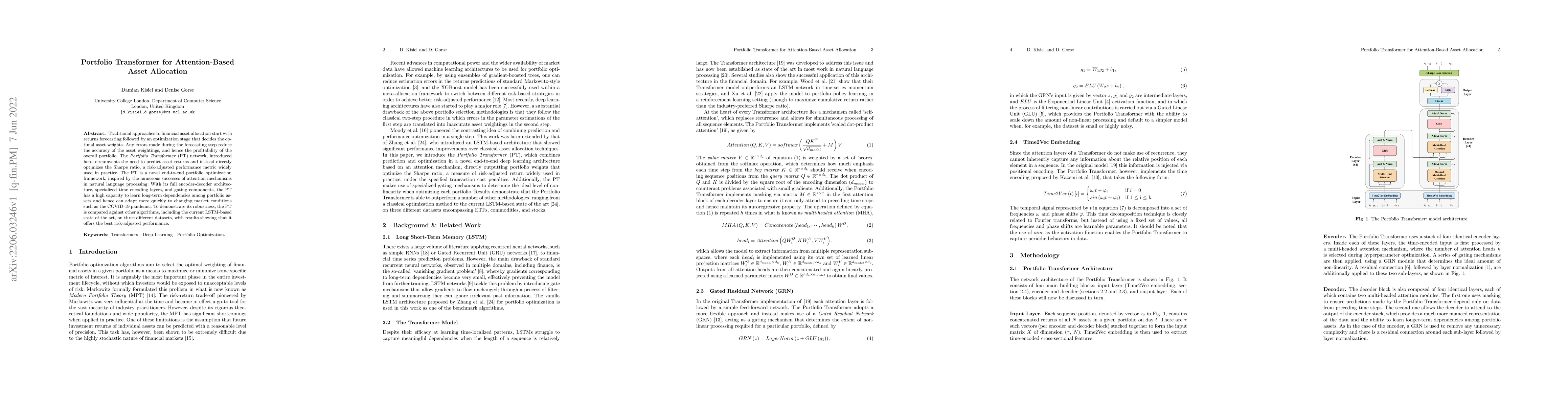 Thumbnail for Portfolio Transformer for Attention-Based Asset Allocation