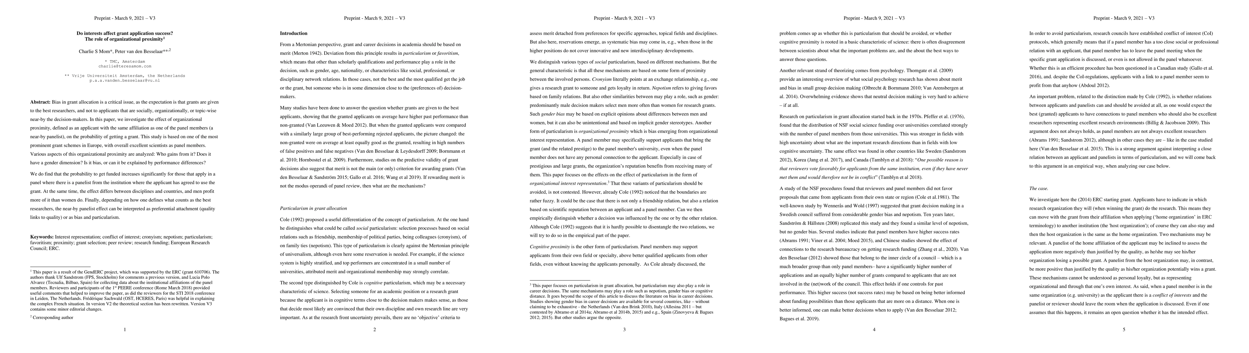 Thumbnail for Do interests affect grant application success? The role of
  organizational proximity