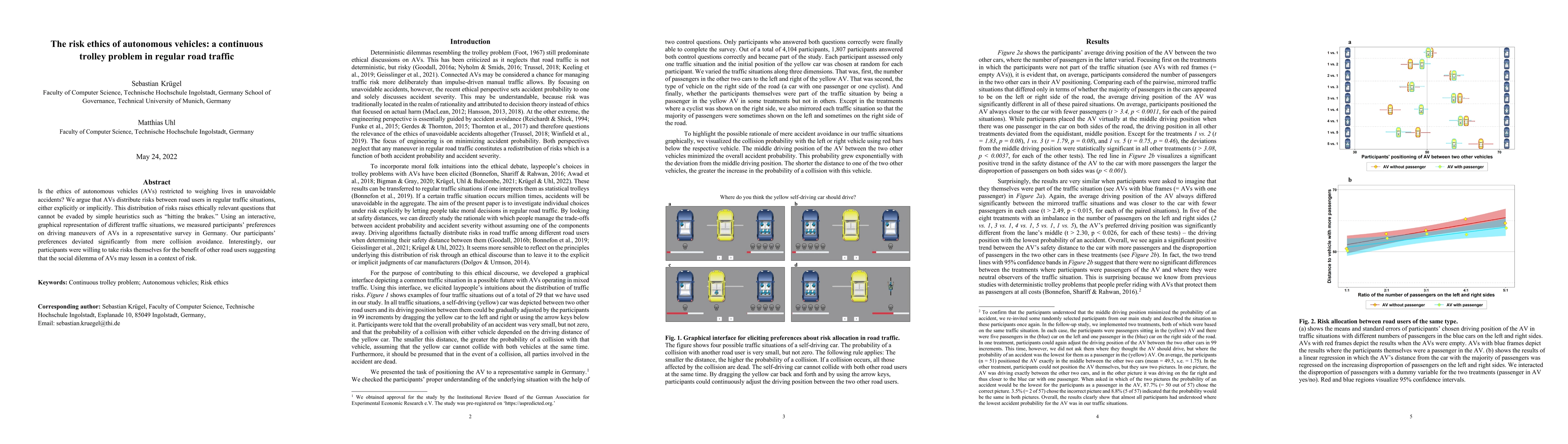 Thumbnail for The risk ethics of autonomous vehicles: a continuous trolley problem in
  regular road traffic