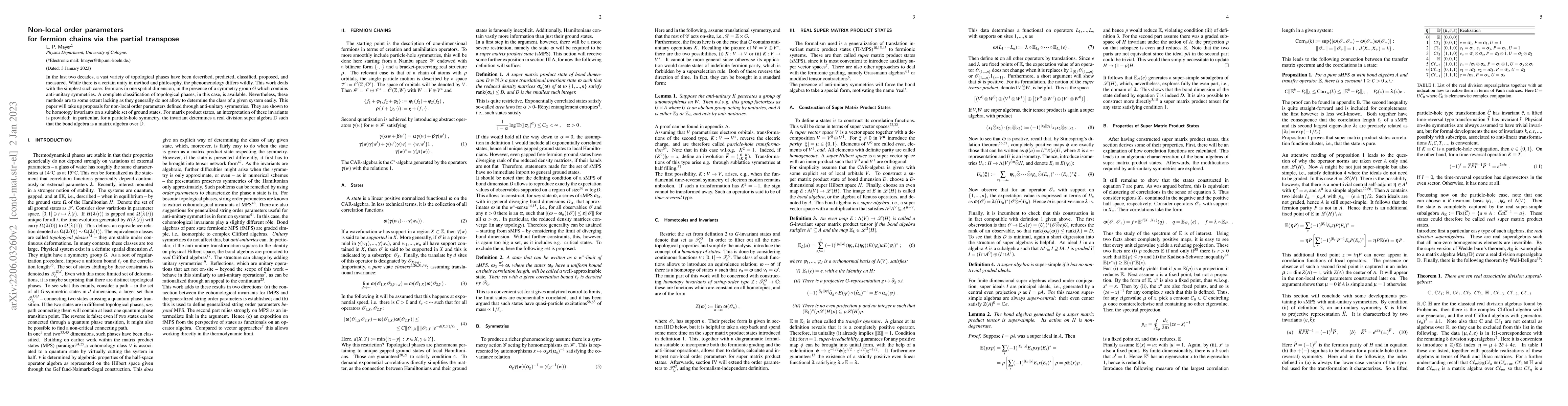 Thumbnail for Non-local order parameters for fermion chains via the partial transpose