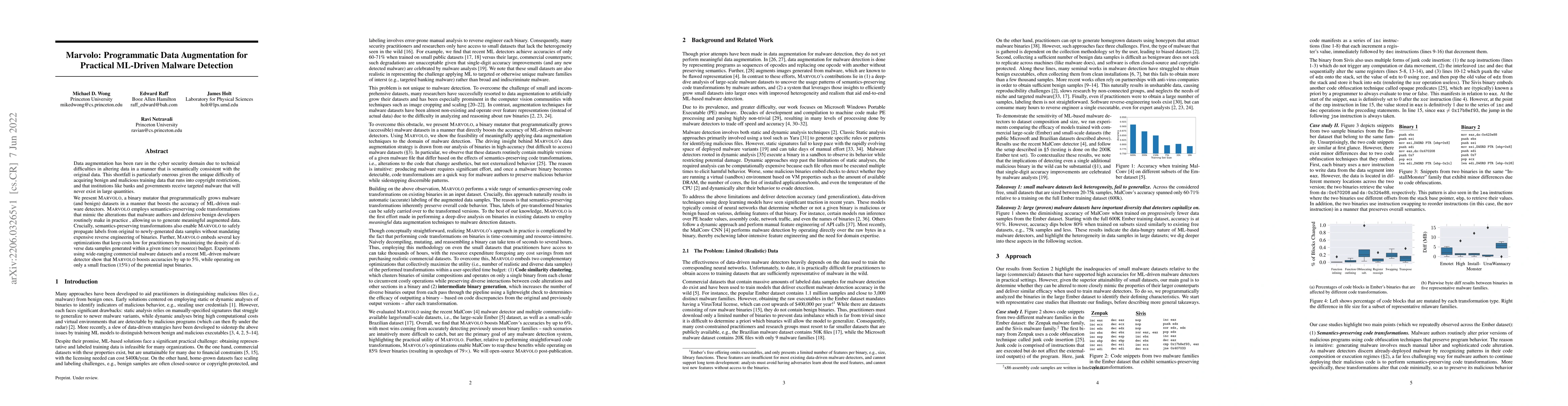 Thumbnail for Marvolo: Programmatic Data Augmentation for Practical ML-Driven Malware
  Detection