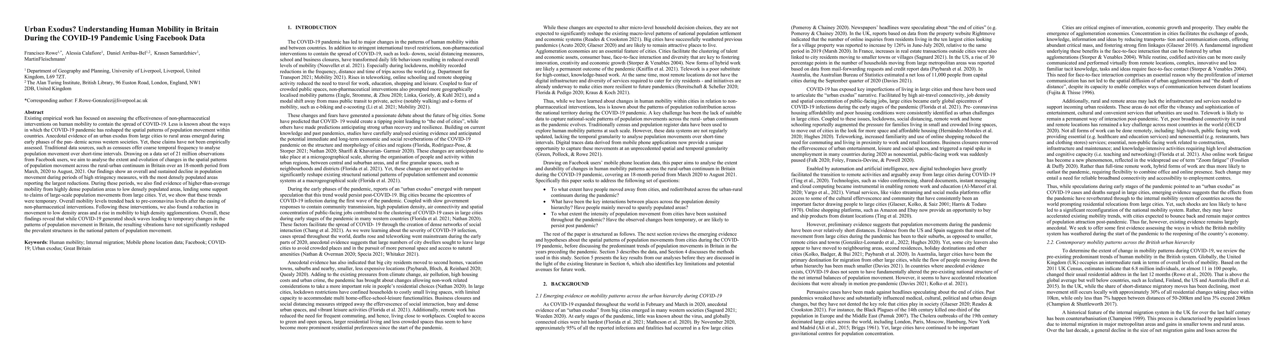 Thumbnail for Urban Exodus? Understanding Human Mobility in Britain During the
  COVID-19 Pandemic Using Facebook Data