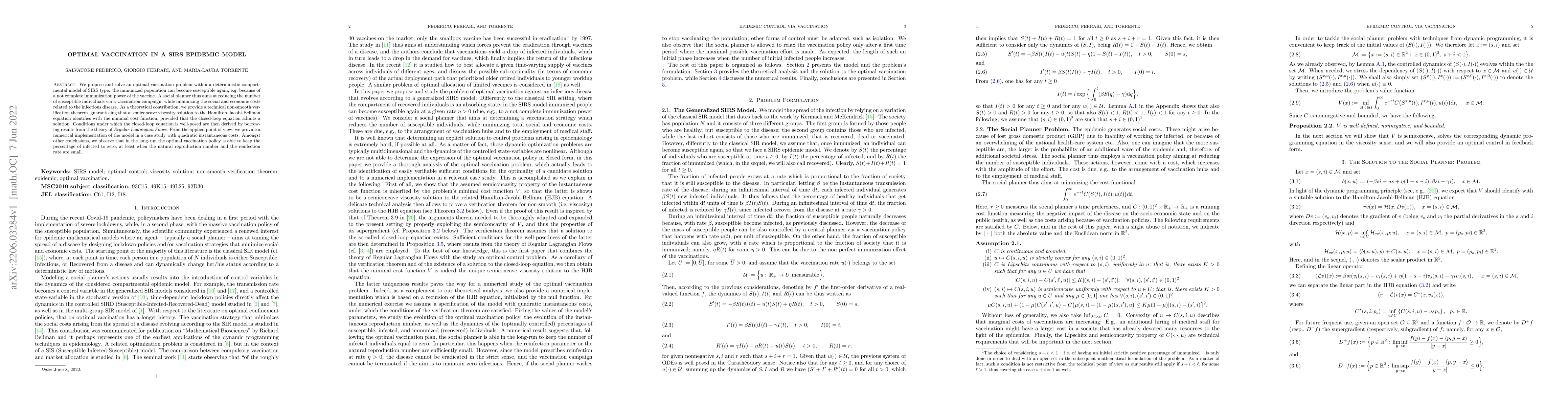 Thumbnail for Optimal Vaccination in a SIRS Epidemic Model