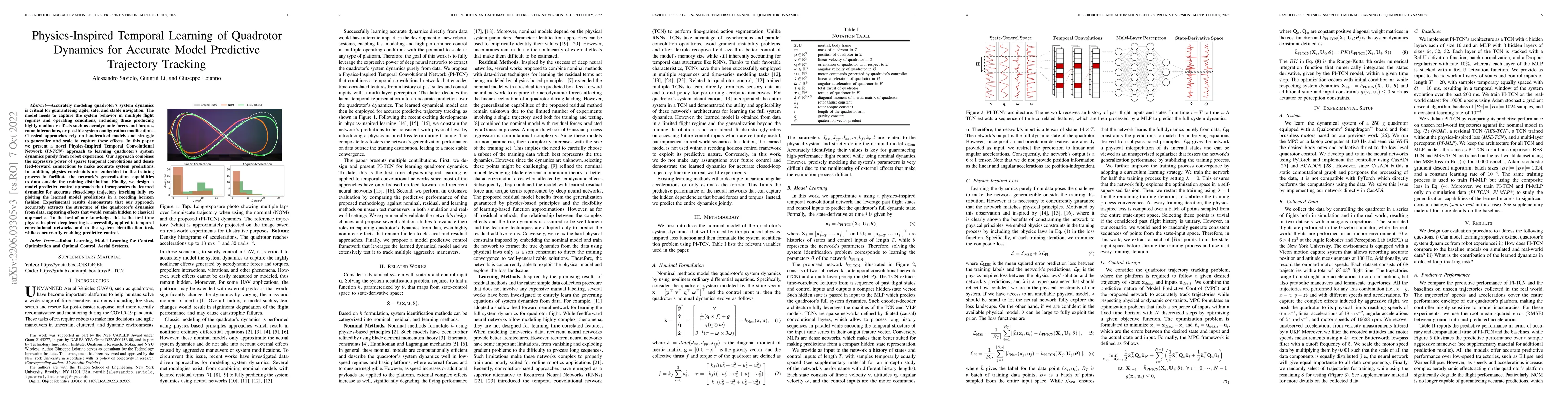 Thumbnail for Physics-Inspired Temporal Learning of Quadrotor Dynamics for Accurate
  Model Predictive Trajectory Tracking