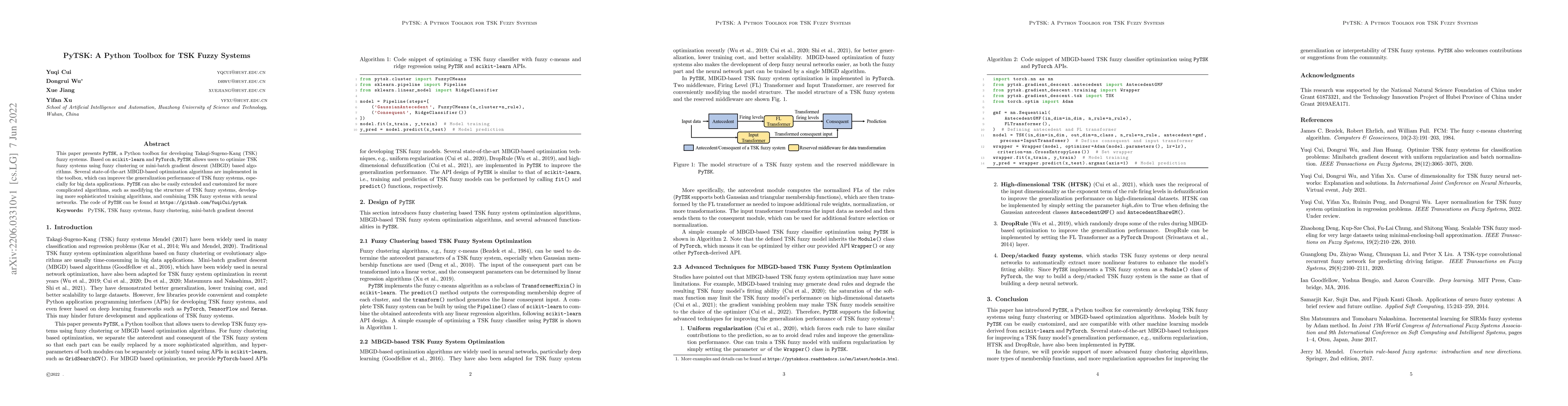 Thumbnail for PyTSK: A Python Toolbox for TSK Fuzzy Systems