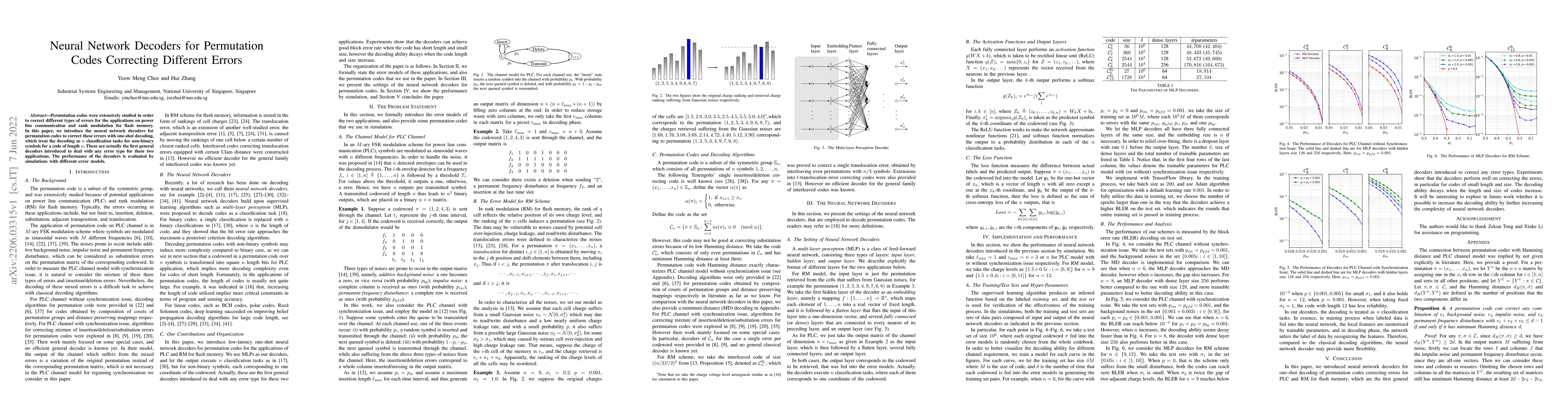 Thumbnail for Neural Network Decoders for Permutation Codes Correcting Different
  Errors