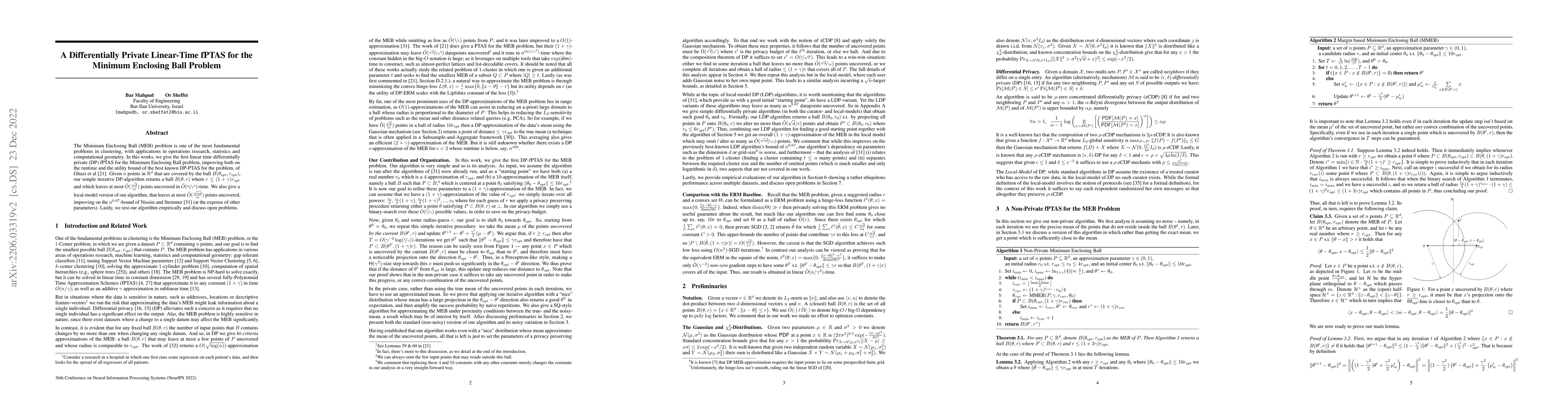 Thumbnail for A Differentially Private Linear-Time fPTAS for the Minimum Enclosing
  Ball Problem