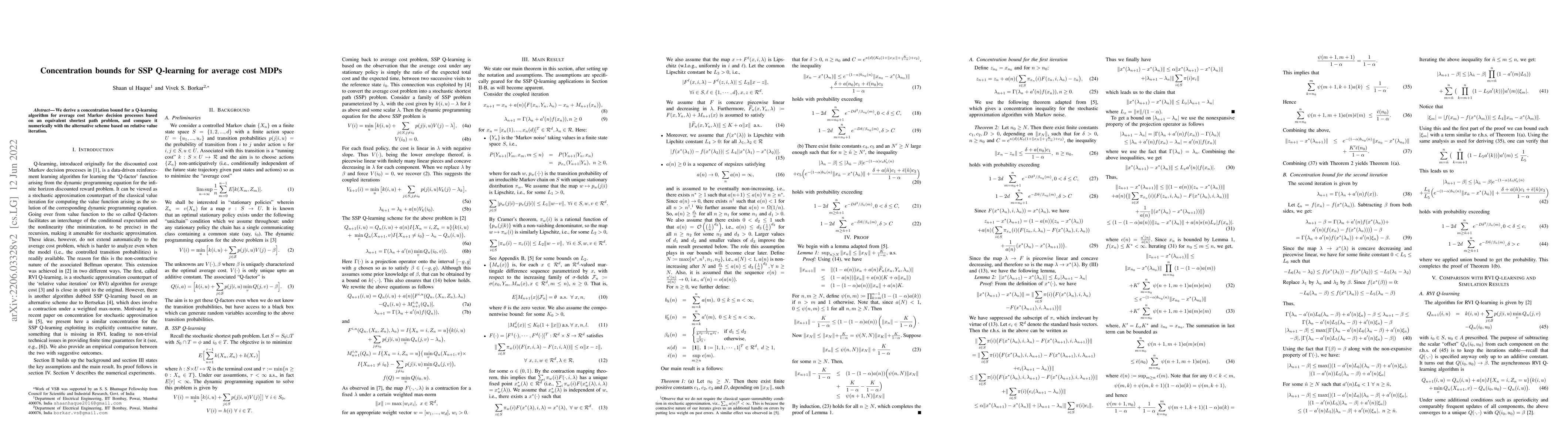 Thumbnail for Concentration bounds for SSP Q-learning for average cost MDPs