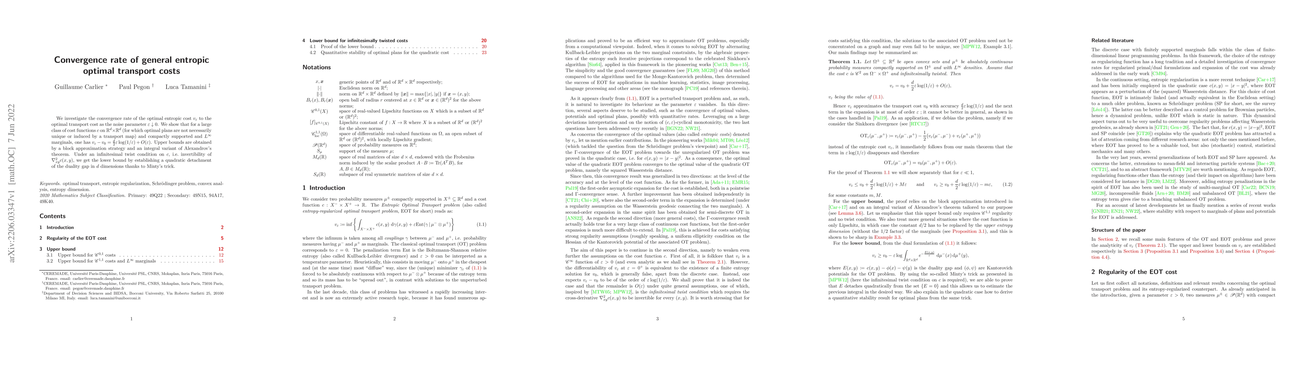 Thumbnail for Convergence rate of general entropic optimal transport costs