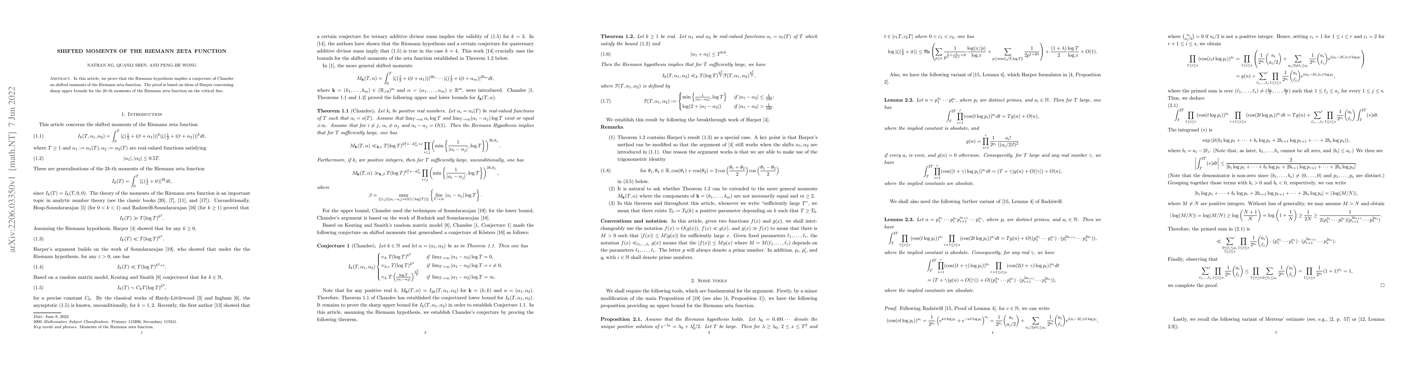 Thumbnail for Shifted moments of the Riemann zeta function