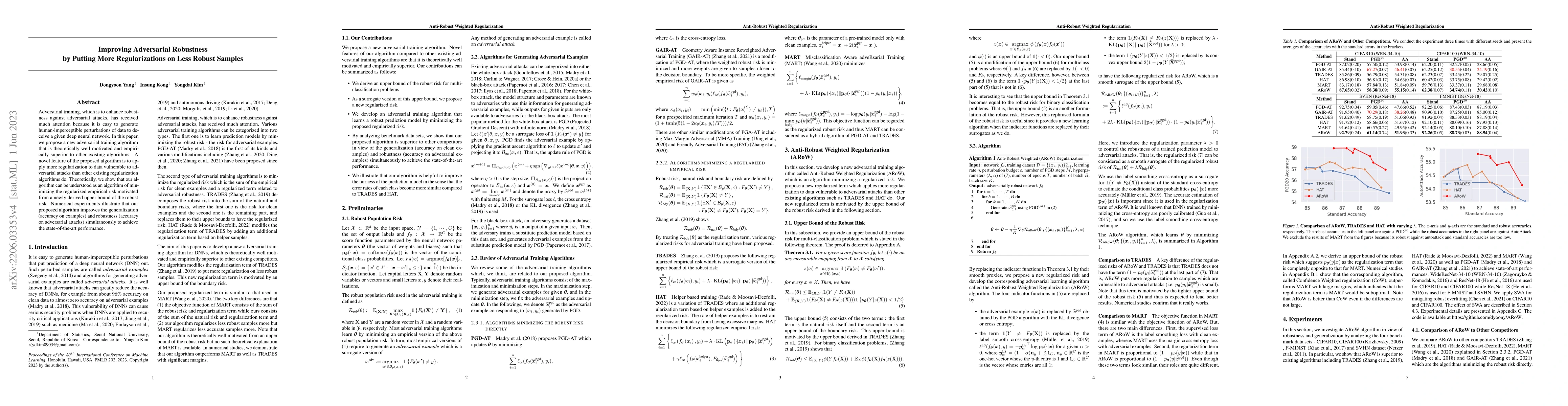 Thumbnail for Improving Adversarial Robustness by Putting More Regularizations on Less
  Robust Samples