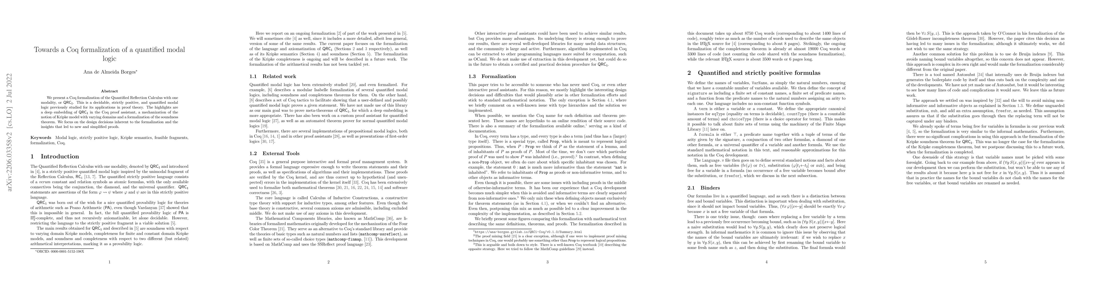 Thumbnail for Towards a Coq formalization of a quantified modal logic