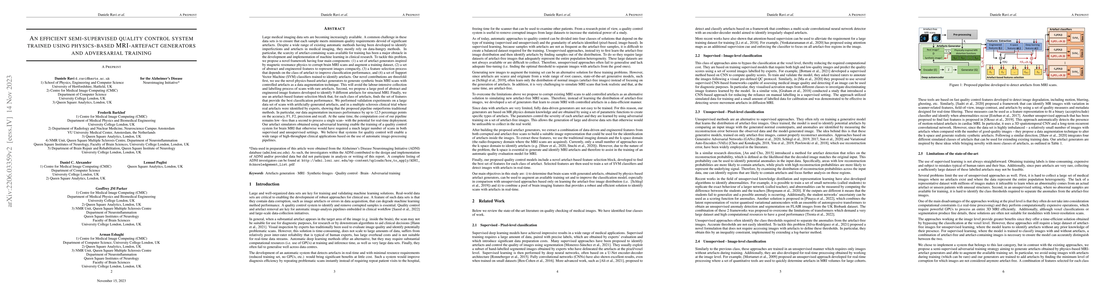 Thumbnail for An efficient semi-supervised quality control system trained using
  physics-based MRI-artefact generators and adversarial training