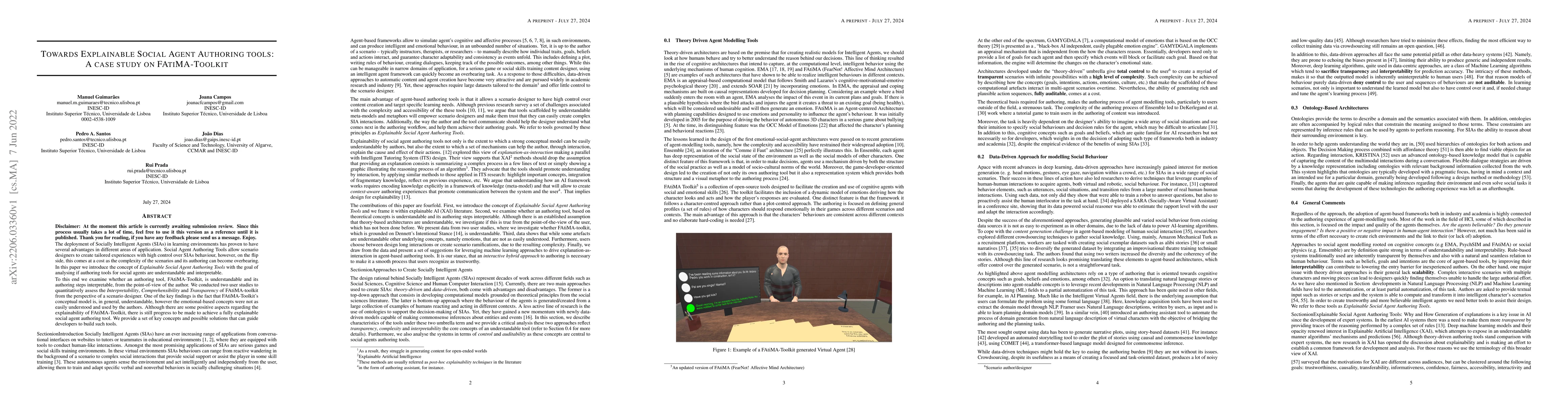 Thumbnail for Towards Explainable Social Agent Authoring tools: A case study on
  FAtiMA-Toolkit