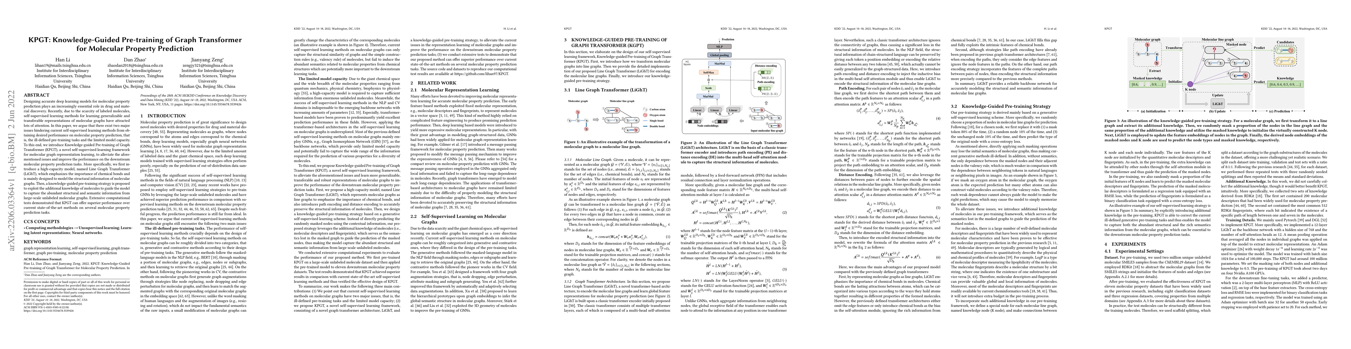 Thumbnail for KPGT: Knowledge-Guided Pre-training of Graph Transformer for Molecular
  Property Prediction