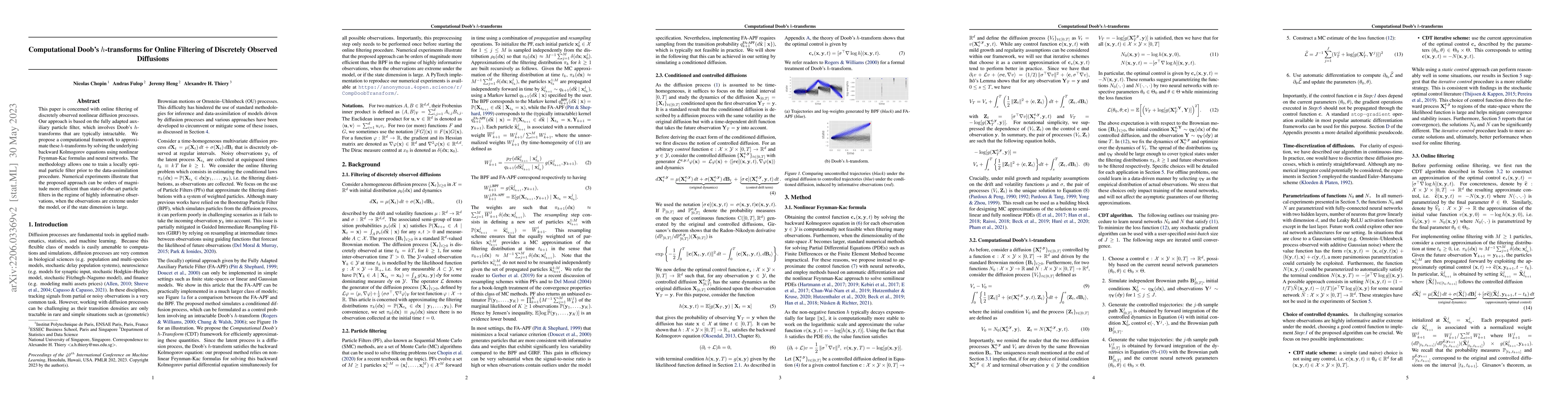Thumbnail for Computational Doob's h-transforms for Online Filtering of Discretely
  Observed Diffusions