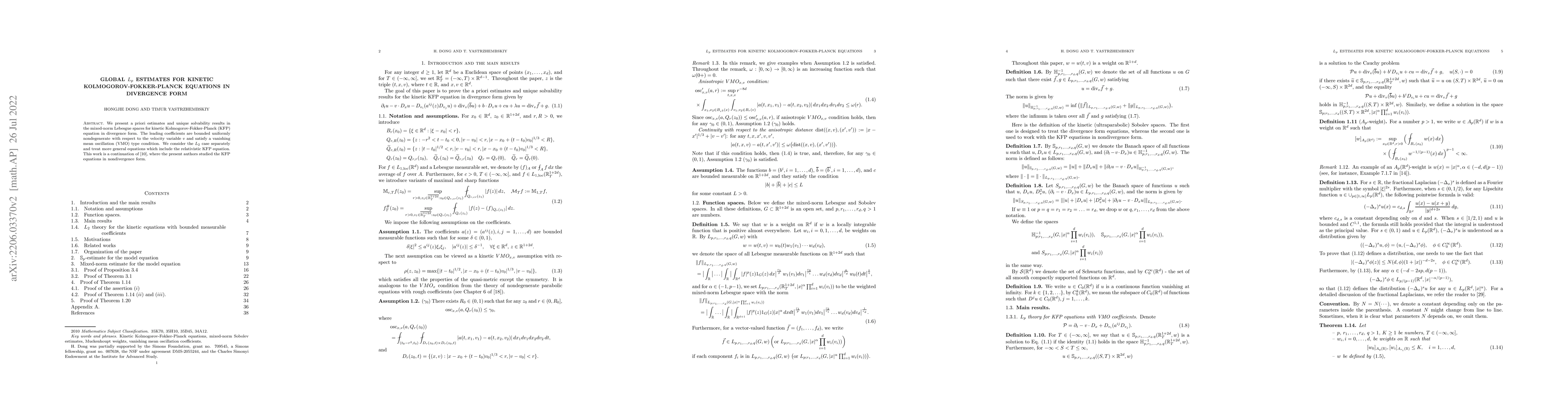 Thumbnail for Global $L_p$ estimates for kinetic Kolmogorov-Fokker-Planck equations in
  divergence form