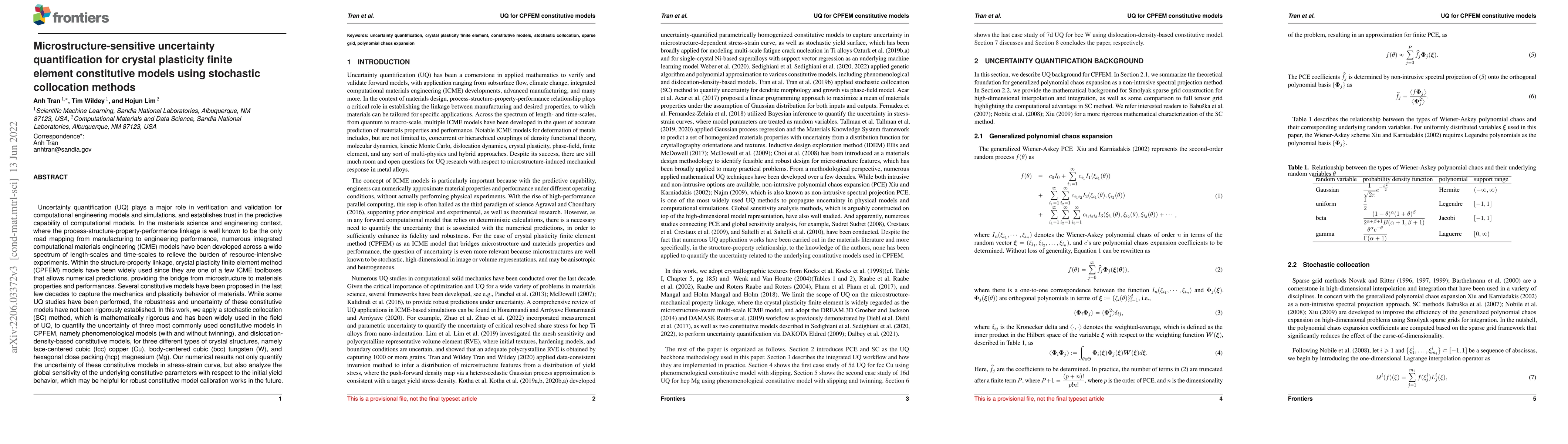 Thumbnail for Microstructure-sensitive uncertainty quantification for crystal
  plasticity finite element constitutive models using stochastic collocation
  methods