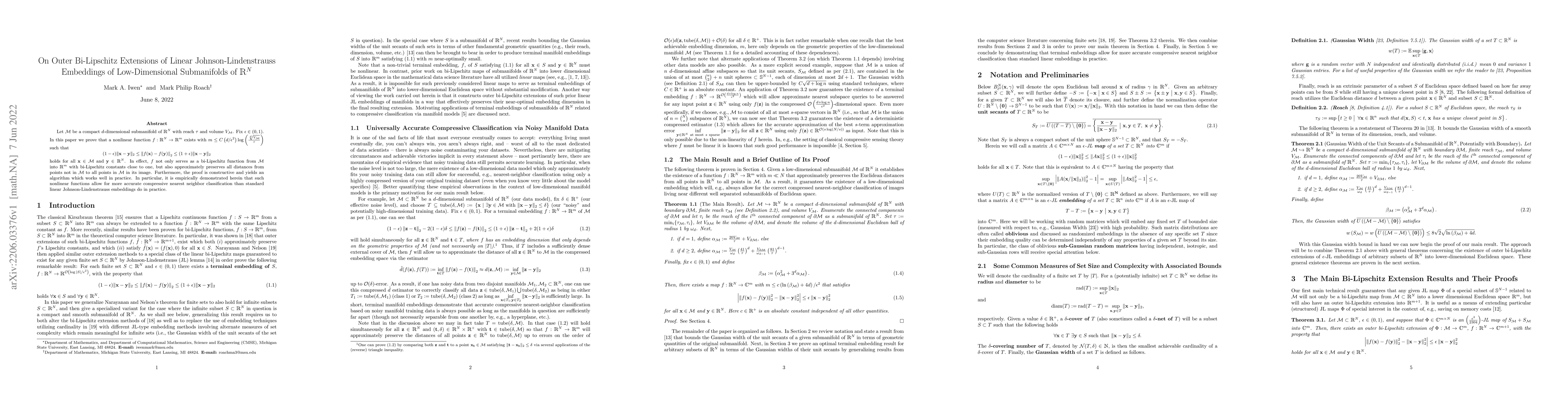 Thumbnail for On Outer Bi-Lipschitz Extensions of Linear Johnson-Lindenstrauss
  Embeddings of Low-Dimensional Submanifolds of $\mathbb{R}^N$