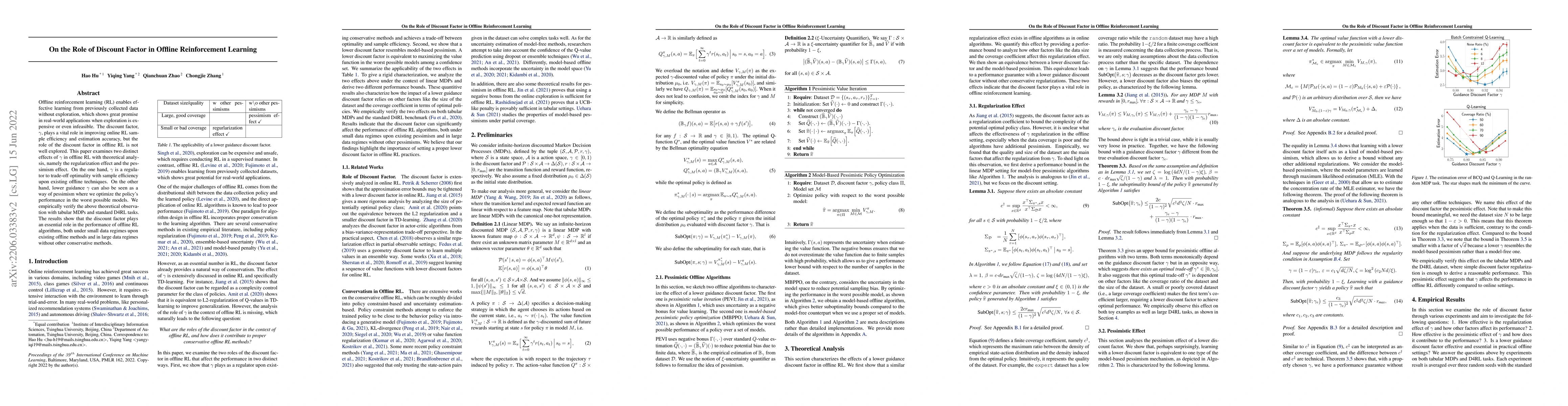 Thumbnail for On the Role of Discount Factor in Offline Reinforcement Learning