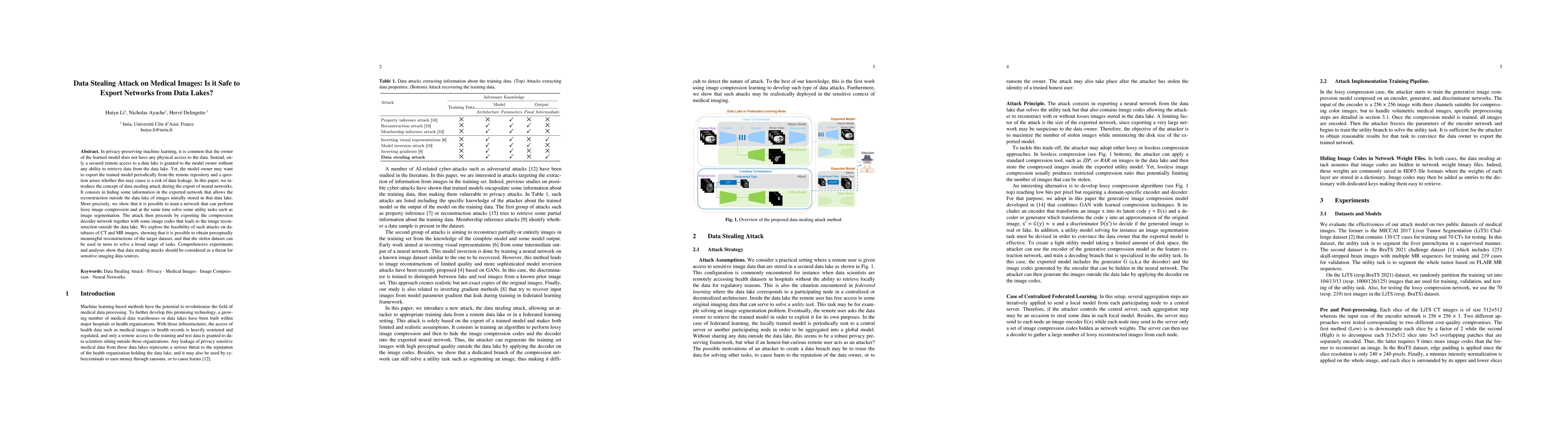 Thumbnail for Data Stealing Attack on Medical Images: Is it Safe to Export Networks
  from Data Lakes?
