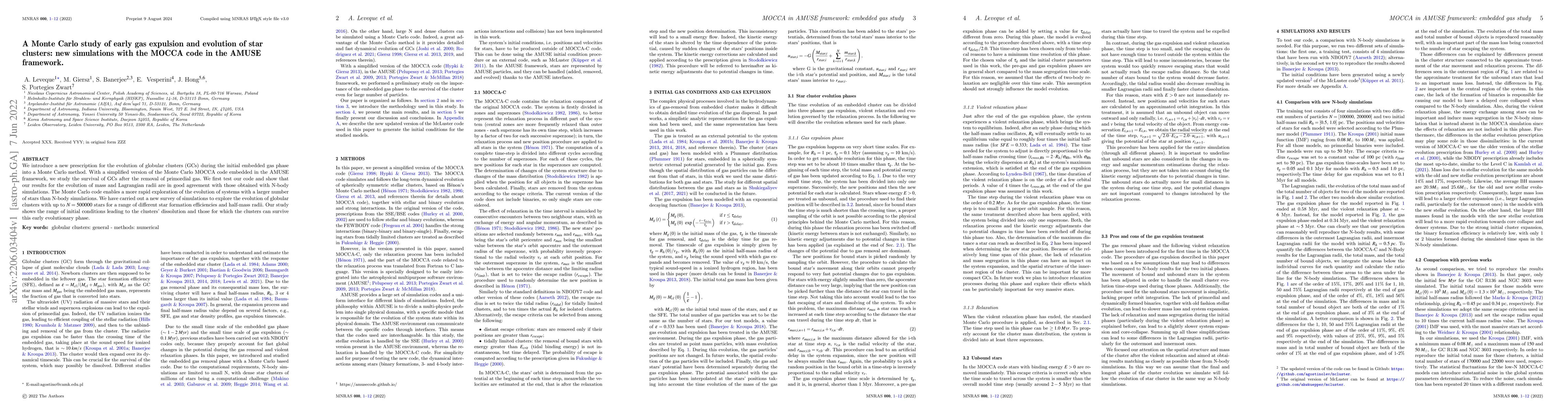 Thumbnail for A Monte Carlo study of early gas expulsion and evolution of star
  clusters: new simulations with the MOCCA code in the AMUSE framework