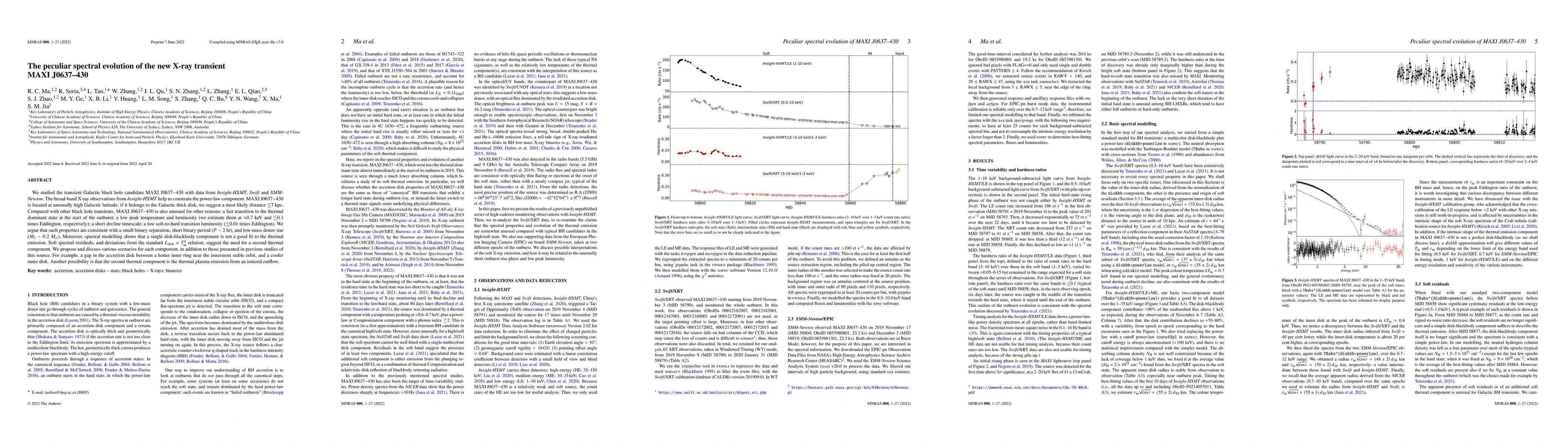 Thumbnail for The peculiar spectral evolution of the new X-ray transient MAXI
  J0637-430