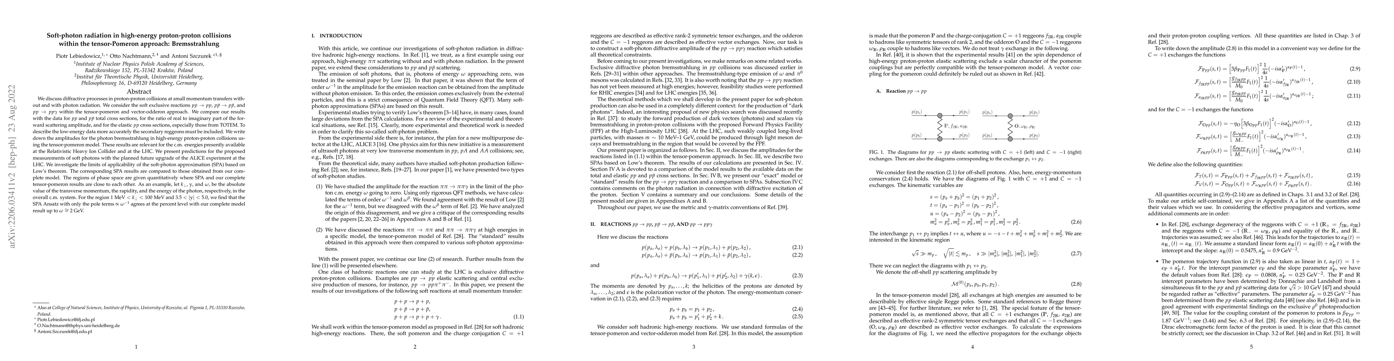 Thumbnail for Soft-photon radiation in high-energy proton-proton collisions within the
  tensor-Pomeron approach: Bremsstrahlung