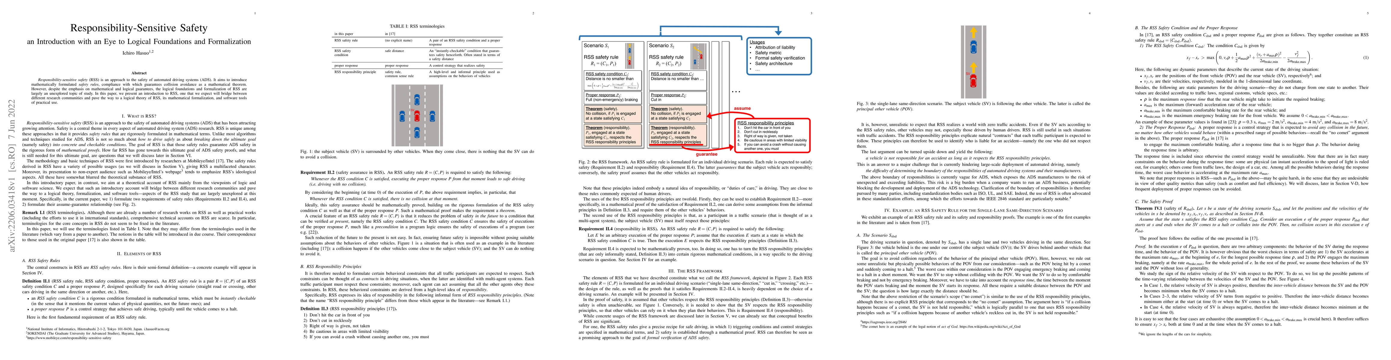 Thumbnail for Responsibility-Sensitive Safety: an Introduction with an Eye to Logical
  Foundations and Formalization