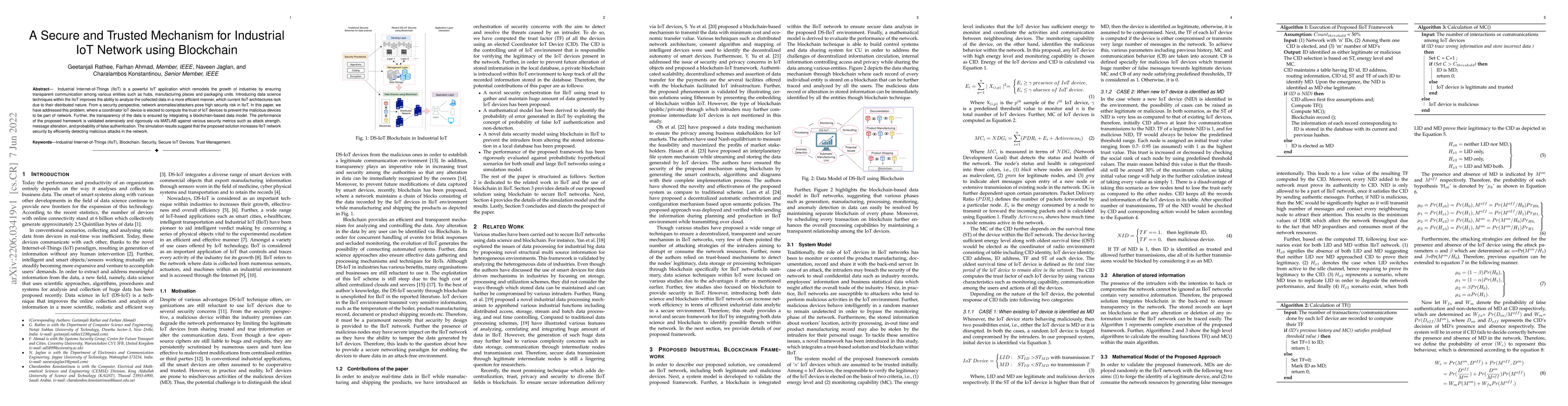 Thumbnail for A Secure and Trusted Mechanism for Industrial IoT Network using
  Blockchain