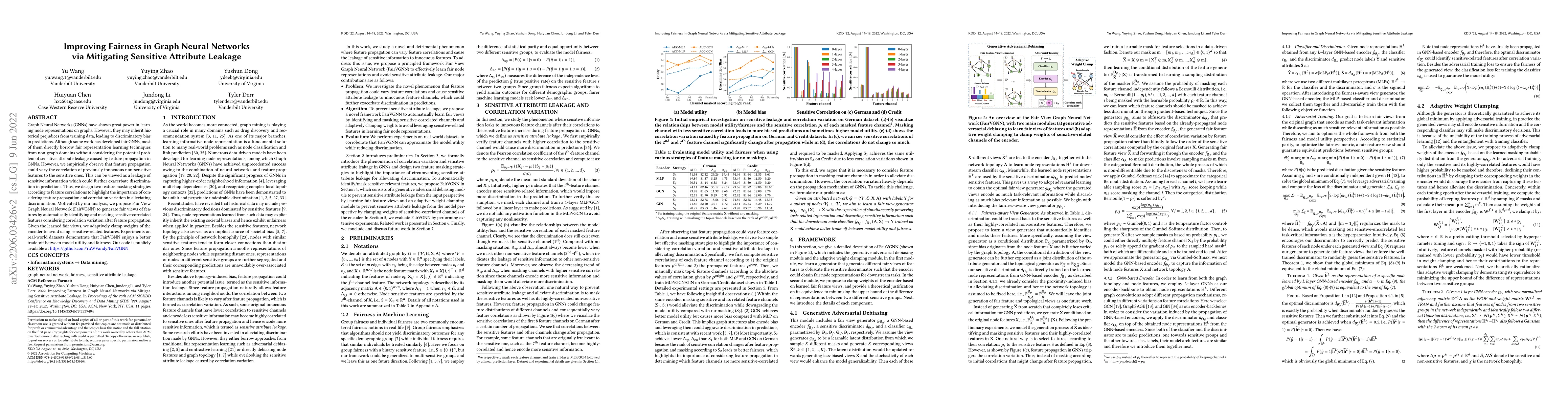 Thumbnail for Improving Fairness in Graph Neural Networks via Mitigating Sensitive
  Attribute Leakage