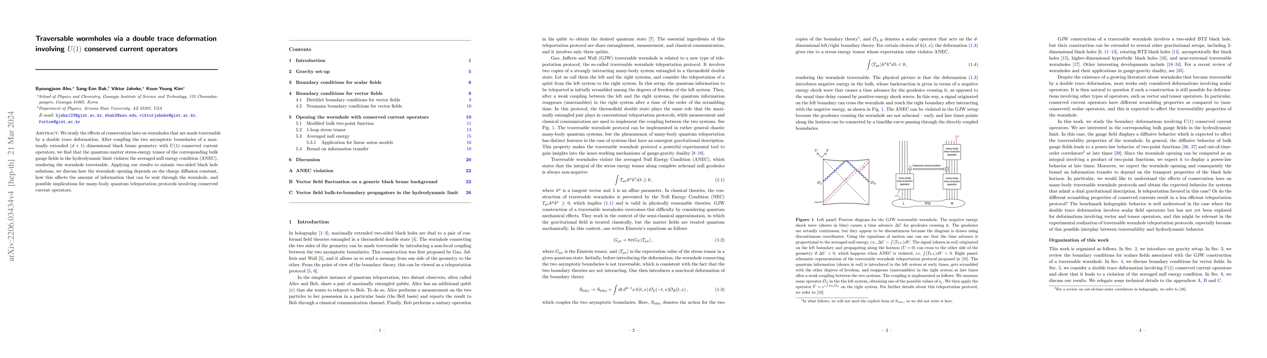 Thumbnail for Traversable wormholes via a double trace deformation involving $U(1)$
  conserved current operators