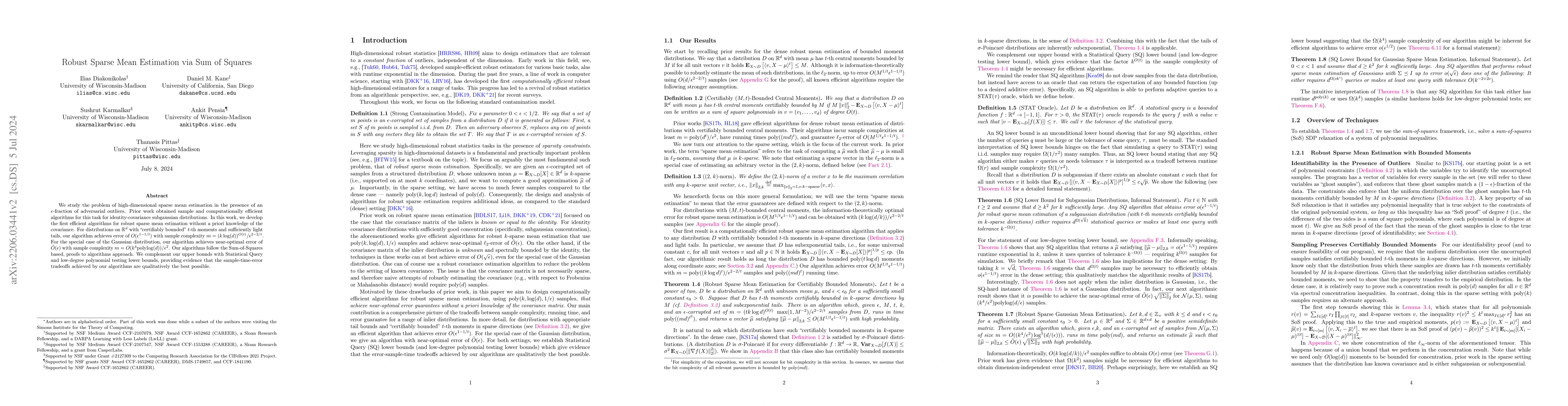 Thumbnail for Robust Sparse Mean Estimation via Sum of Squares