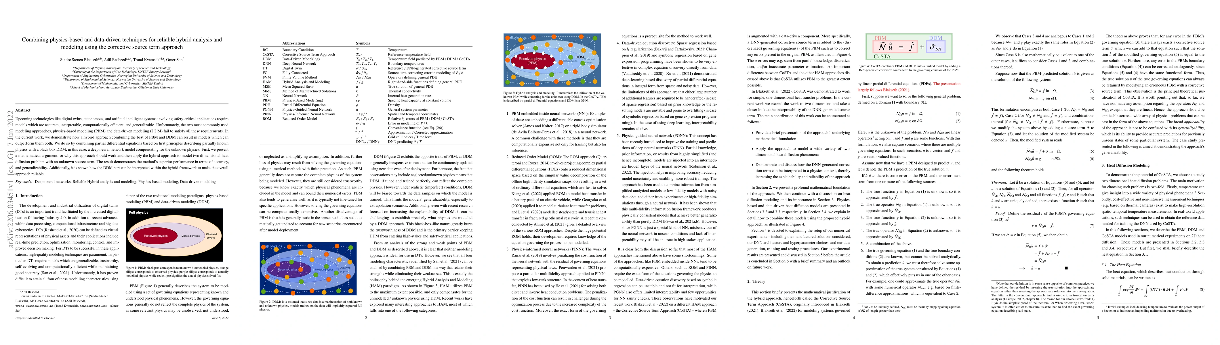Thumbnail for Combining physics-based and data-driven techniques for reliable hybrid
  analysis and modeling using the corrective source term approach