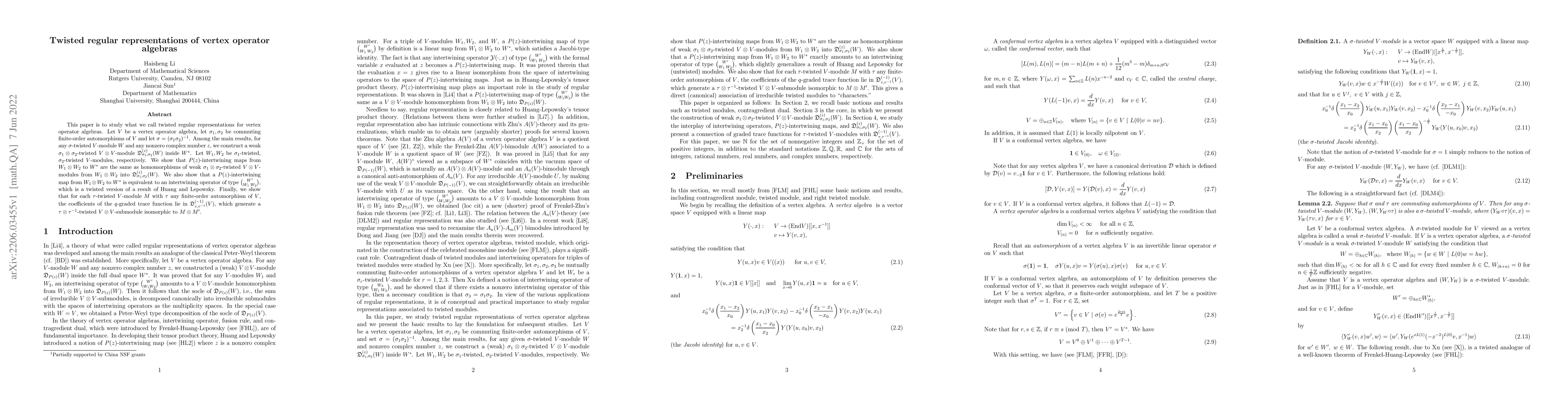 Thumbnail for Twisted regular representations of vertex operator algebras