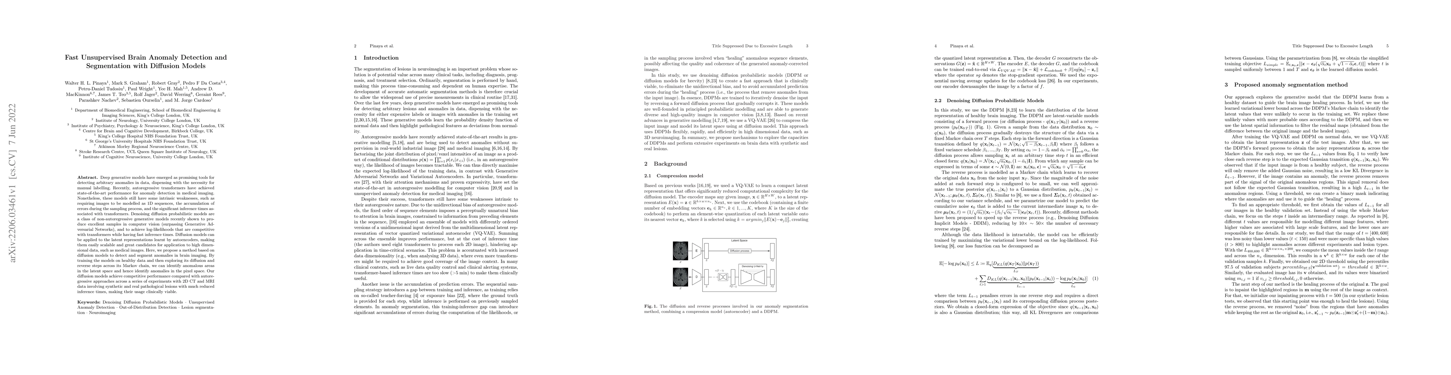 Thumbnail for Fast Unsupervised Brain Anomaly Detection and Segmentation with
  Diffusion Models