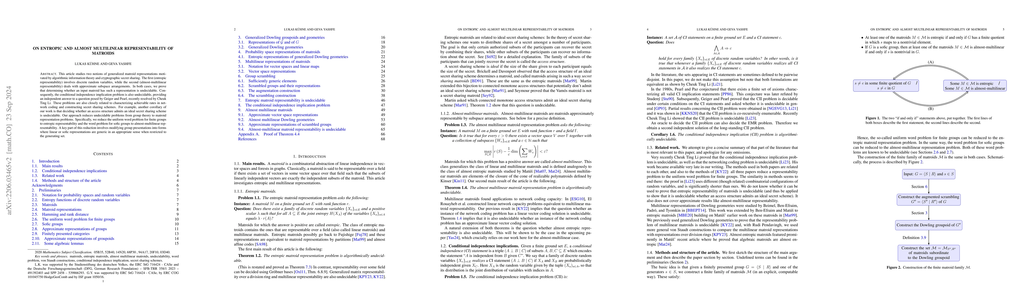 Thumbnail for On entropic and almost multilinear representability of matroids