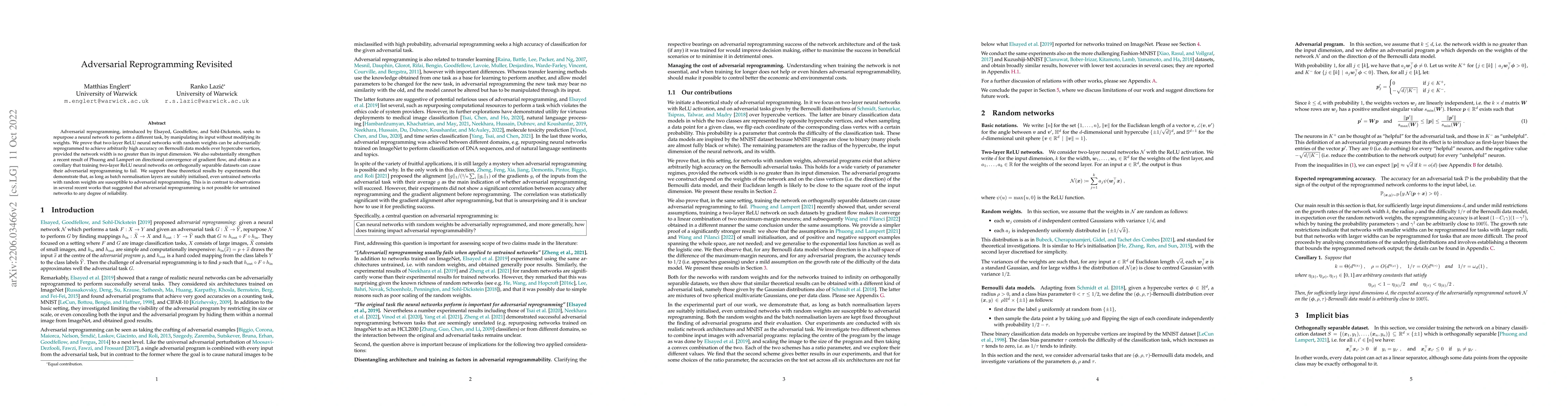 Thumbnail for Adversarial Reprogramming Revisited