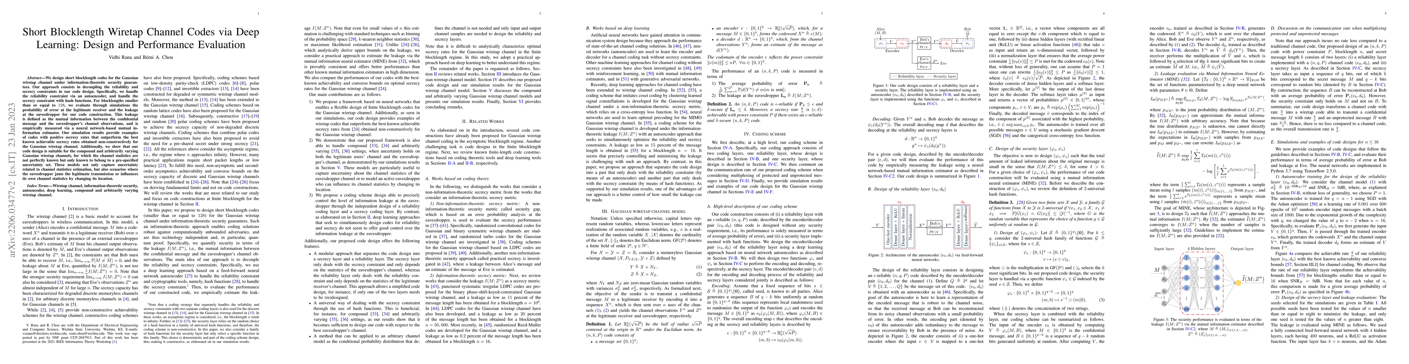 Thumbnail for Short Blocklength Wiretap Channel Codes via Deep Learning: Design and
  Performance Evaluation