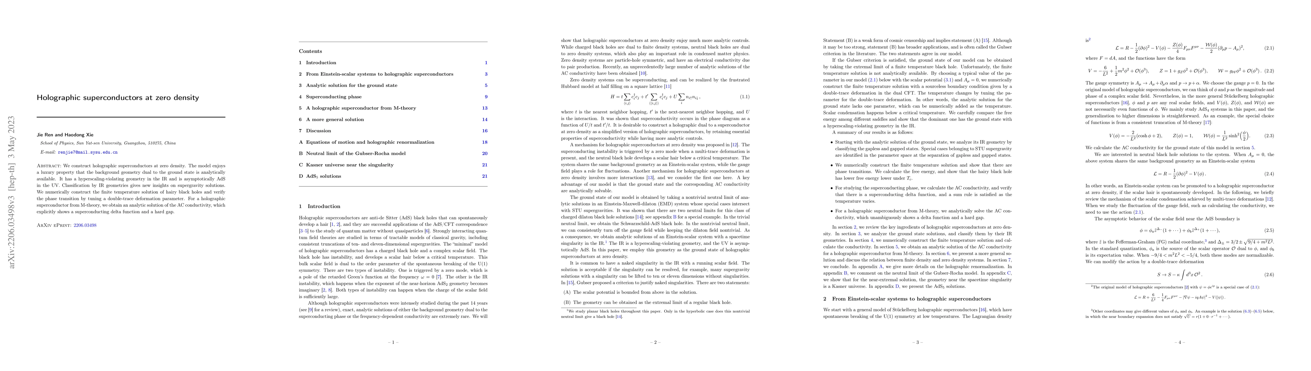 Thumbnail for Holographic superconductors at zero density