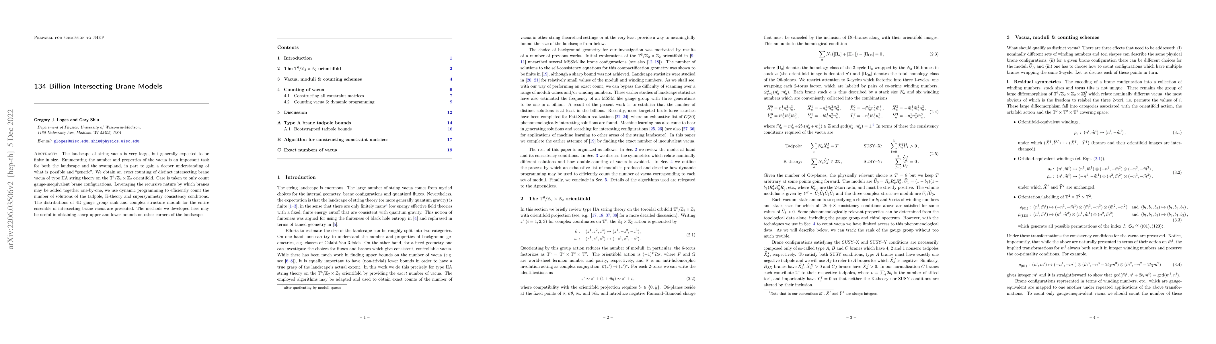 Thumbnail for 134 Billion Intersecting Brane Models