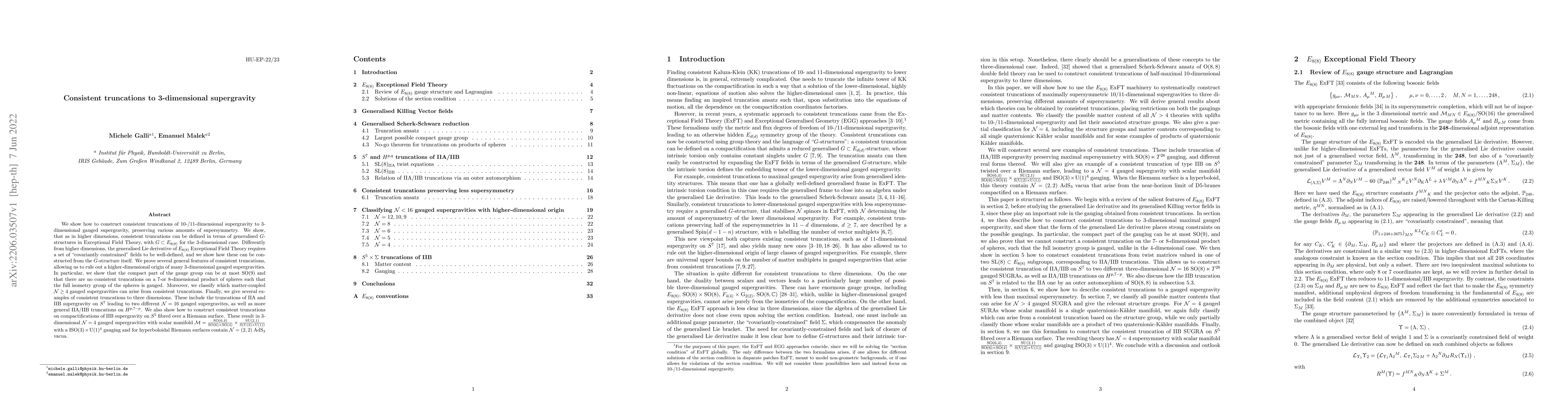 Thumbnail for Consistent truncations to 3-dimensional supergravity