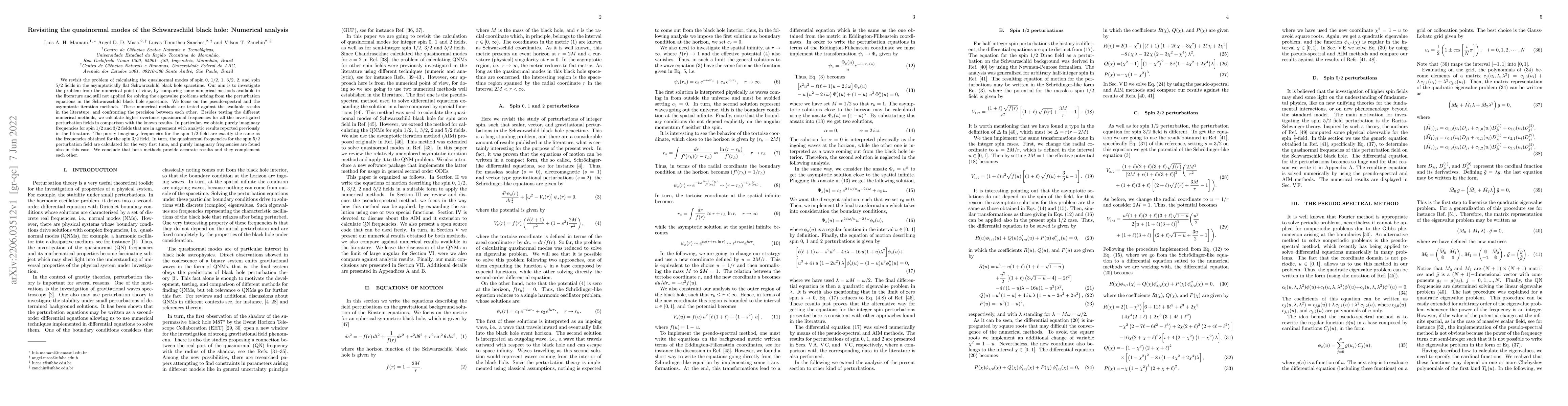 Thumbnail for Revisiting the quasinormal modes of the Schwarzschild black hole:
  Numerical analysis