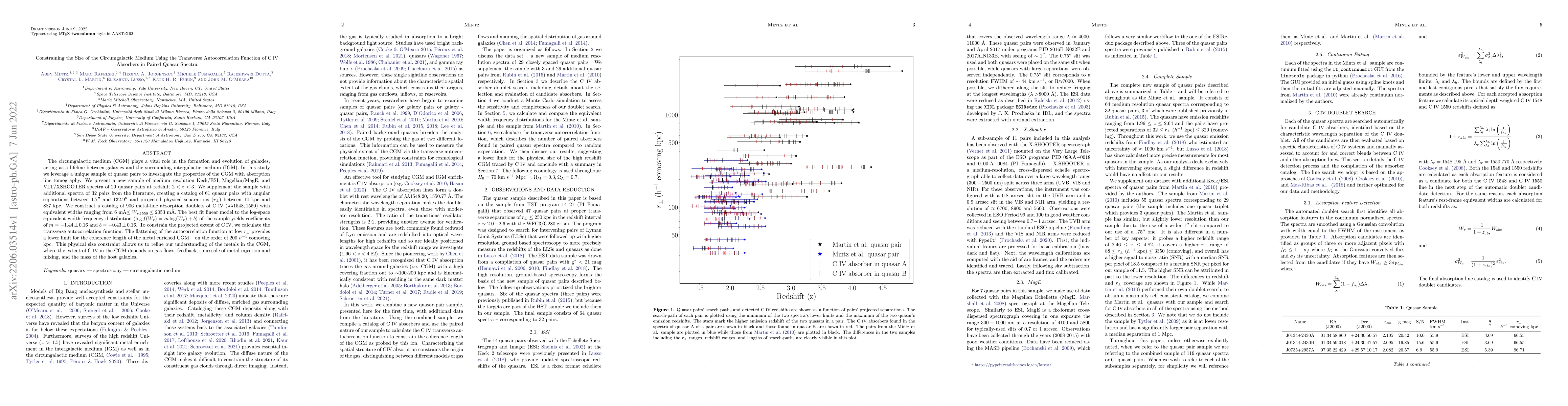 Thumbnail for Constraining the Size of the Circumgalactic Medium Using the Transverse
  Autocorrelation Function of C IV Absorbers in Paired Quasar Spectra