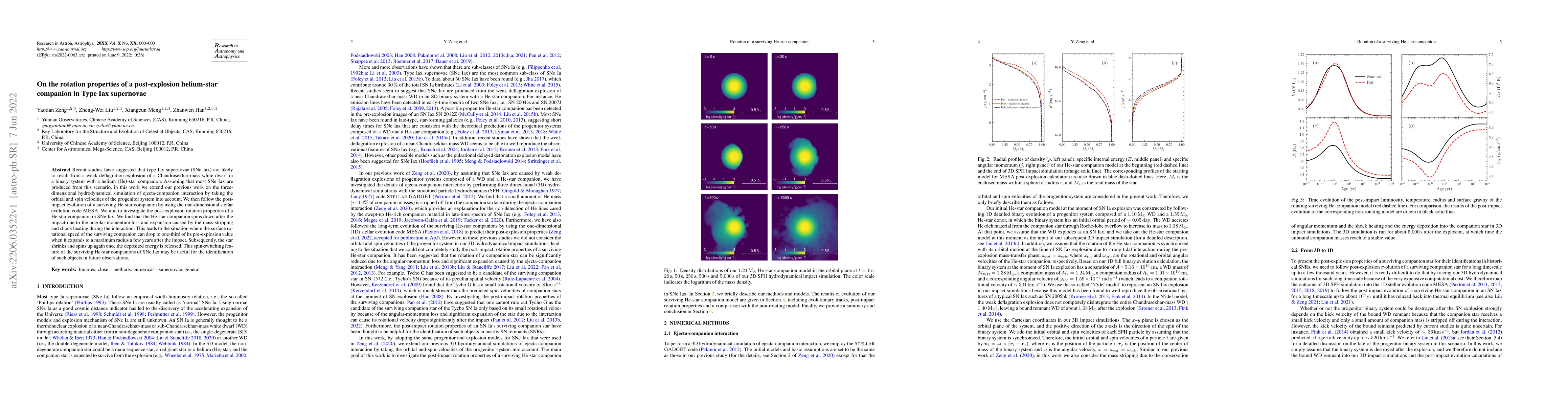 Thumbnail for On the rotation properties of a post-explosion helium-star companion in
  Type Iax supernovae