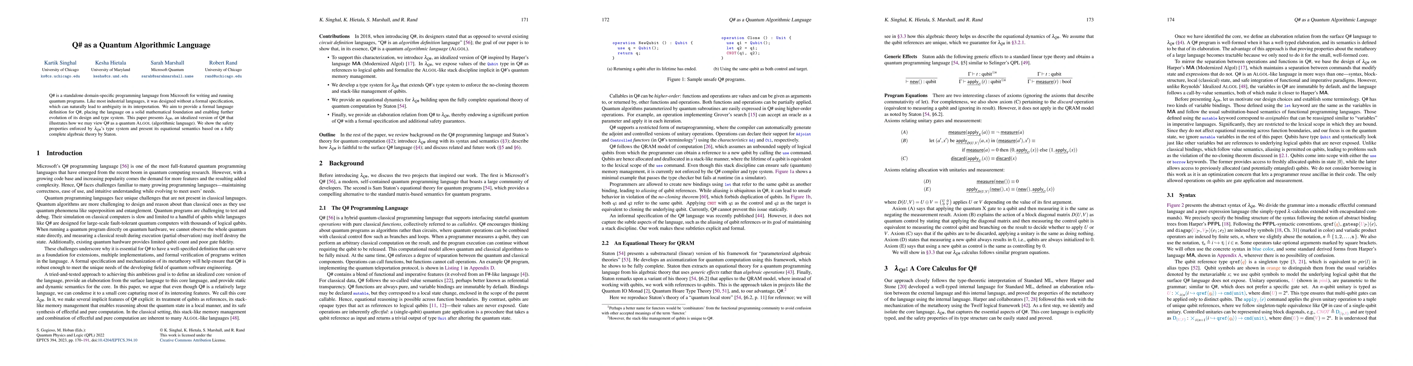 Thumbnail for Q# as a Quantum Algorithmic Language